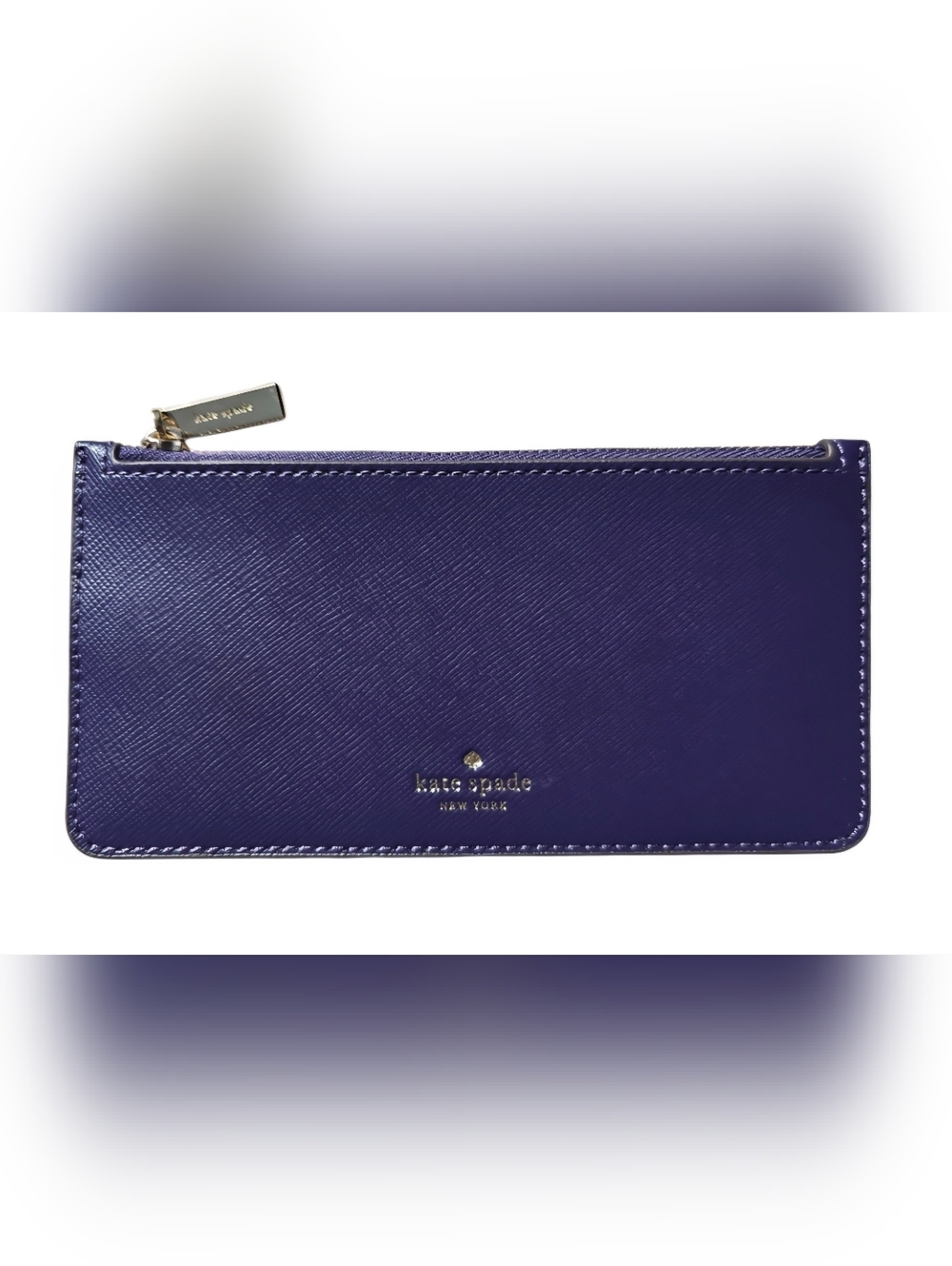 Kate Spade Purple Saffiano Leather Zip-top Card Wallet NWOT